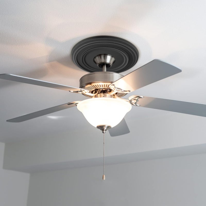 Canomo ميدالية سقف كلاسيكية من قطعة واحدة من بولي يوريثان لمروحة سقف وميدالية ثريا، 12 3/8"OD x 4"ID x 7/8"P، أسود غير لامع - Image 5